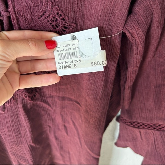 O'Neill Burgundy Sheer Lace-Up Swim Cover - Picture 8 of 11